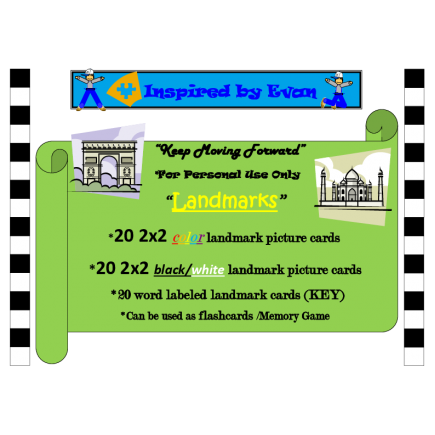 Landmark Picture Matching/Flashcards/Memory Game for Autism